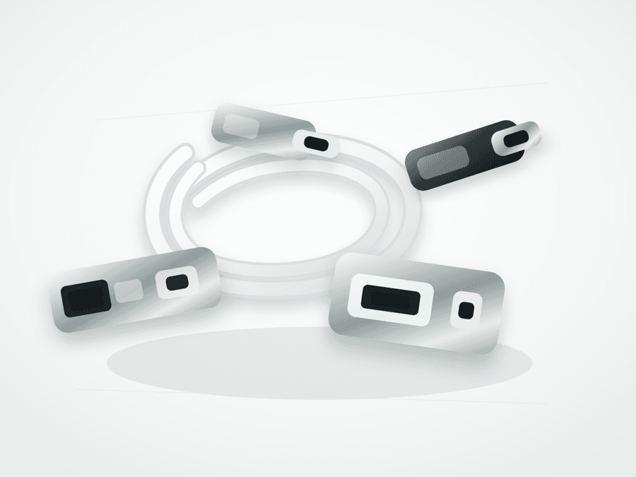 USB-C hub with HDMI, USB, Ethernet, and power delivery ports